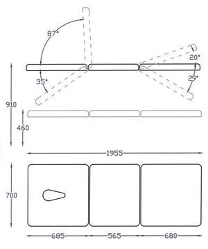 3-Section Synergy-E Treatment Couch Electric